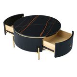 Modern Round Coffee Table with 2 large Drawers Storage Accent Table WF311606AAB