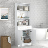 ZNTS Bathroom Storage Cabinet, Cabinet with Two Doors and Drawers, Adjustable Three-layer Open N725P186645W