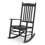 ZNTS 68.5*86*115CM Square Wooden Rocking Chair Wavy Backboard Black 40856754