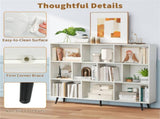 55" x 9.5" x 42" Bookcase w/ 5 Metal Legs 2 Anti-tip Devices Display Cabinet Rack 57278889