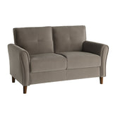 Brown Velvet Upholstery 1pc Comfort Loveseat Plush Seatbacks Tufted Detail Solid Wood Frame Modern B011P204891