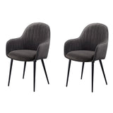 Dark Grey and Black Tufted Back Dining Chairs B062P182736