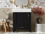 20.28'' Black Modern Bathroom Vanity with Ceramic Sink, Solid Wood Frame, and Drawer Ideal for N729P277755B