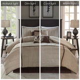 7 Piece Faux Suede Comforter Set Beige Cal King B03596756
