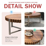 31.4-inch living room circular coffee modern natural wood grain handmade drum shaped coffee W1727P251174