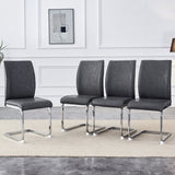 Luxury Simple Arch Chair - Set of 4 Dark Gray PU Material High Resilience Dining Chair with Arched W1151P154855