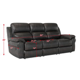 Breathable Fabric Power Reclining Sofa with Drop Down Table,USB Button and Wireless Charger W1896115274