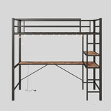 Twin Size Loft Bed with L Shaped Desk and Shelves, Charging Station, Led Lights, Safety Guard & W840P210910