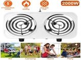 Double Burner Electric Hot Plate, 2000W Fast Heating with 5 Temperature Levels, Portable Stainless 24255018