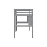 ZNTS Twin Size Loft Bed with desk and shelves, Safety Guardrail and ladder,Grey W504P181852