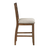 Counter Height Chairs Set of 2 Traditional Cherry Finish Wood Frame Beige Upholstery Dining B011P263745