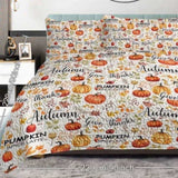 Pumpkin Autumn Leaves Design Quilt Set 3 Pieces King Size All Seasons Bedding Quilt Bed Set with 2 77943134