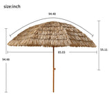 8'Thatch Patio Tiki Umbrella Tropical Palapa Raffia Tiki Hut Hawaiian Hula Beach Umbrella,Straw W2516P180015
