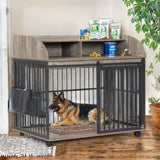 GO 44'' Heavy Duty Large Dog Furniture for Large Medium Dog with Lockable Wheels, Wooden Dog WF323360AAE