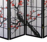 ZNTS Black Japanese 4-Panel Screen Room Divider, Plum Blossom T2574P165146