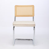 Mid Century Modern Dining Chairs Set of 2, Velvet Accent Chairs with Natural Cane Back & Stainless W1143P168322