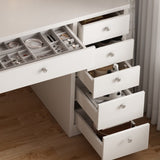 Vanity Desk with LED Lighted Mirror, Makeup Vanity with 11Drawers, 3 Color Lighting Modes Brightness 86307472