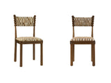Postmodern Ball-Turned Solid Wood Dining Chair, Mid-Century Accent Side Chair with Patterned B2792P598928
