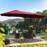ZNTS 15x9ft Large Double-Sided Rectangular Outdoor Twin Patio Market Umbrella with light and base- red W419P145382