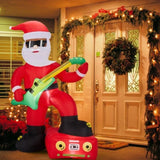 7.5FT Lighted Christmas Inflatable Decoration, Inflatable Black Santa Playing Electric Guitar, Funny 18659500