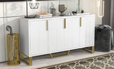 ZNTS Modern sideboard with Four Doors, Metal handles & Legs and Adjustable Shelves Kitchen Cabinet 98598378