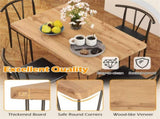 5-Piece Industrial Dining Table Set for 4, Rustic Oak Kitchen Table with 4 PU Leather Chairs 21772990
