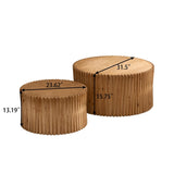 Vintage Fashion Style Cylindrical Nesting Coffee Table Set with Vertical Textured Embossed Design W757P195740