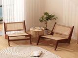 Mid-Century Modern Rattan Accent Lounge Chair, Armless Cane Woven Low Profile Leisure Chair for W3101P555213