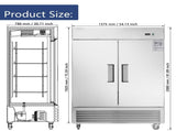 54"W Commercial Refrigerator 2 Section 2 Solid Door Stainless Steel Reach-in Refrigerator 42.2 N818P191849S