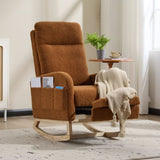 Modern Accent Rocking Chair Rocking Chair with Solid Wood Legs, Upholstered Nursery Glider Rocker, 77610753