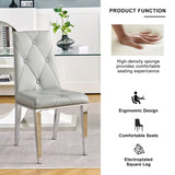 Modern simple light luxury dining chair Grey chair Home bedroom stool back PU electroplated chair W210122522