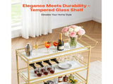 3-Tier Bar Cart with Wheels, Modern Rolling Utility Cart for Home and Kitchen, Mobile Beverage 00599726