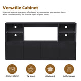 ON-TREND High Gloss TV Stand with LED Lights, Modern Sideboard with Large Storage Cabinet, Media N721P192849B