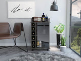 Vegas Bar Cart, Two Tier Cabinet With Glass Door, Six Cubbies For Liquor B128P176150
