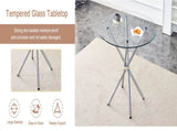 Round clear glass dining table with a unique shape for 4-6 people, with ring-shaped gathered silver W1151P411357