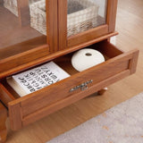 Lighted Glass Cabinet Glass Wine Cabinet Curio Display Cabinet with Adjustable Glass Shelves 2 Doors W2275P178824