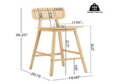 Bari Indoor Wood Barstool, Natural Finished, Set of 2 N775P264463N