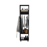 Cluster 63" Tall Wardrove One-Door Cabinet with Mirror, Three Shelves, Casters and Hanging Rod, B200P240237