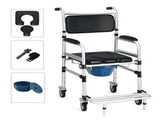 2-in-1 Aluminum Commode Shower Wheelchair Bath/Toilet Use, Adjustable Height , Foldable 55445089