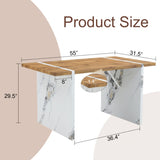 Natural Wood Grain MDF Dining Table - 55"x31.5" Stable Design.Suitable For Various Modern Home Decor W2920P232766