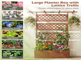 72" Raised Garden Bed with Lattice Trellis, 4.8 Cu.Ft Fir Wood Planter Box with Drainage Holes for 23952736