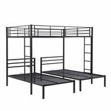 ZNTS Full over Twin&Twin Size Bunk Bed with Built-in Shelf, Black 81812527