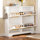 Mid-Century Narrow Design Tipping Bucket Shoe Cabinet with 4 Flip Drawers, Elegant Entryway Shoe N721P288701K
