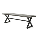 ZNTS Outdoor Aluminum Dining Benches with Steel Frame, 2-Pcs Set, Grey / Black 61625.00BGRY