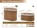 Oval Laundry Hamper with Lid, Woven Natural Water Hyacinth Laundry Hamper 66597935