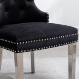 ZNTS Montura Contemporary Tufted Velvet Chair with Nailhead Trim, Set of 2, Black T2574P164573