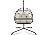 Swing Egg Chair with Stand Indoor Outdoor Wicker Rattan Patio Basket Hanging Chair with C Type W2707P184390