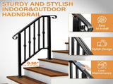 Matte Black Outdoor 2-Step Iron Handrail 08040361