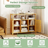 Bamboo Bathroom Cabinet with 2 Enclosed Spaces - 39"x13.5"x8" Open Shelf, 9" Inner Cabinet Shelf 12321296