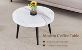 Elegant White Marble Pattern Round Coffee Table - Diameter 23.6 Inches, Exquisite Suction Molding W2920P226081